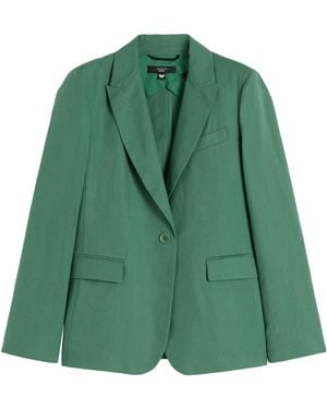 Weekend by Maxmara Cotton-Linen Single-Breasted Blazer - Green