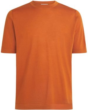 FIORONI CASHMERE Virgin Wool T-Shirt - Orange