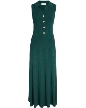 Sandro Cable Knit Polo Maxi Dress - Green