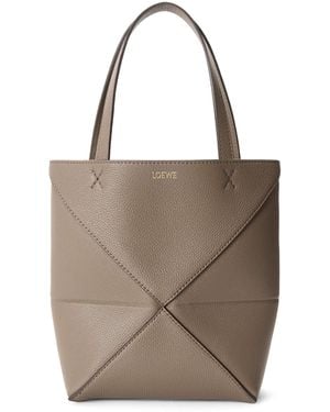 Loewe Mini Leather Puzzle Fold Tote Bag - Brown
