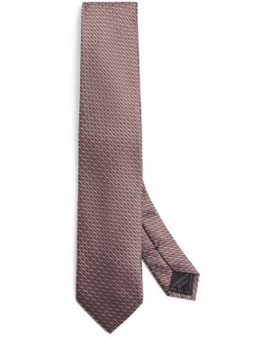 Brioni Silk Geometric-Jacquard Tie - Brown