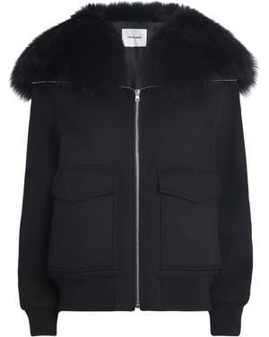 Yves Salomon Wool-Cashmere Fur-Trim Jacket - Black