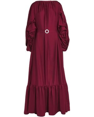 Edeline Lee Puff-Sleeve Gown - Red