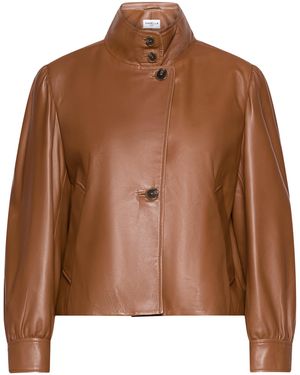 Marella Asymmetric Leather Jacket - Brown