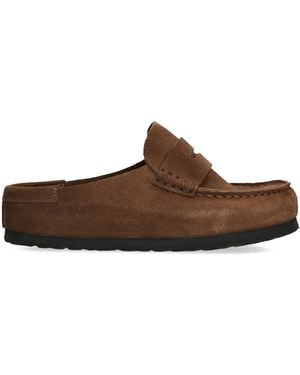Birkenstock Suede Naples Wrapped Clogs - Brown