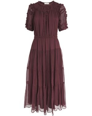 Ulla Johnson Silk Ruffled Nan Midi Dress - Purple