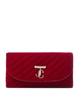 Jimmy Choo Curve Velvet Chain Wallet - Red