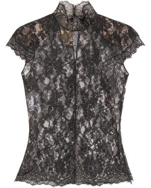 Valentino Lace High-Neck Top - Black