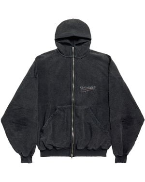 【BALENCIAGA】Key Crest Molleton Archetype ジップフーディ Balenciaga Black Key Crest Molleton Archetype Zip-Up Hoodie