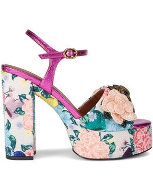 Kurt Geiger Embellished Floral Kensington Platform Sandals - Blue