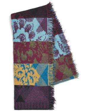 Dries Van Noten Wool-Blend Patchwork Scarf - Blue