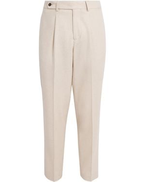 Colombo Cashmere Pleated Straight Trousers - Natural