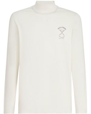 Brunello Cucinelli Stretch-Silk Rollneck Sweatshirt - White