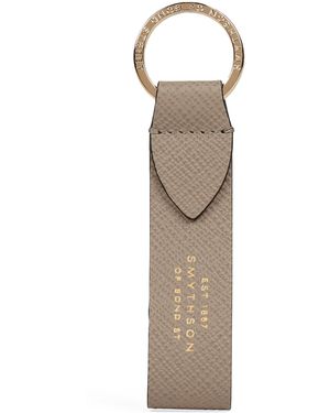 Smythson Leather Panama Keyring - Natural