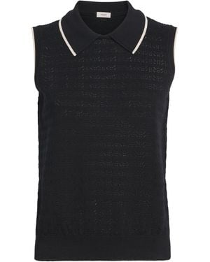Agnona Cotton Polo Jumper Vest - Black