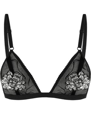 Dolce & Gabbana Lace Mesh Embellished Bralette - Black