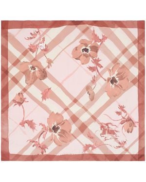 Burberry Silk Watercolour Check Scarf - Pink