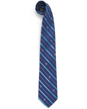 Drole de Monsieur Silk Stripe Tie - Blue
