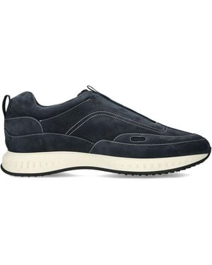 John Lobb Nubuck Leather Stream Elastic Trainers - Blue