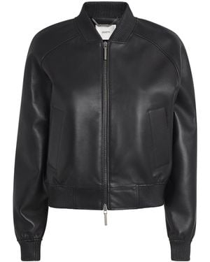 JOSEPH Leather Quinn Bomber Jacket - Black
