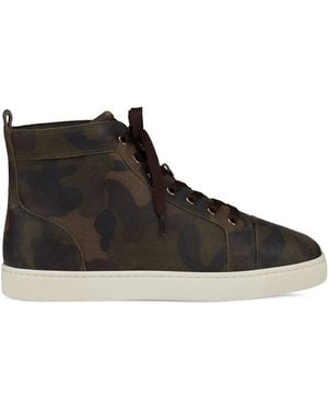 Christian Louboutin Louis Camouflage High-Top Sneakers - Brown
