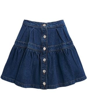 Maje Denim Button-Detail Mini Skirt - Blue