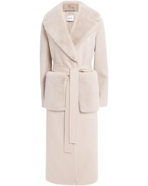 Yves Salomon Cashmere-Mink Belted Long Coat - Natural