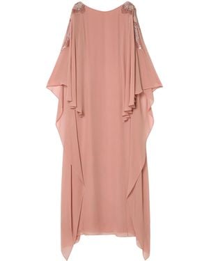 Marina Rinaldi Embellished Caped Gown - Pink