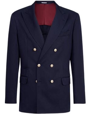 Brunello Cucinelli Silk Délavé And Linen Twill Deconstructed Blazer - Blue