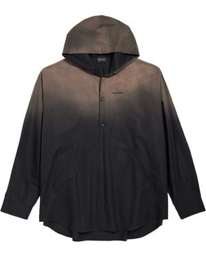 Balenciaga Oversize Hooded Shirt - Black