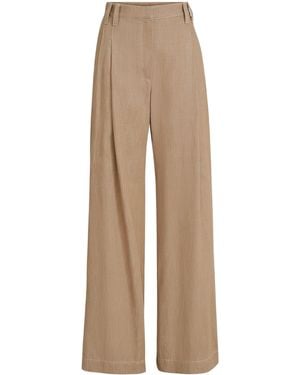 Brunello Cucinelli Pleated Wide-Leg Jeans - Natural