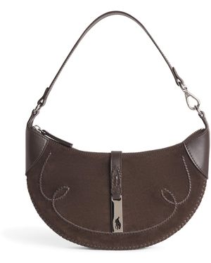 Polo Ralph Lauren Small Suede Polo Id Shoulder Bag - Brown