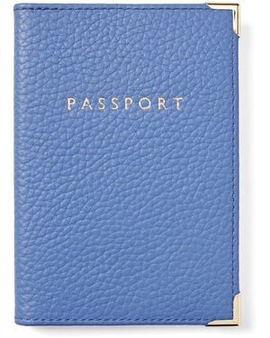 Aspinal of London Leather Passport Cover - Blue