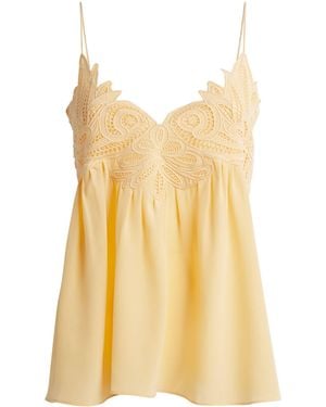 Ulla Johnson Silk Embroidered Rosie Top - Yellow