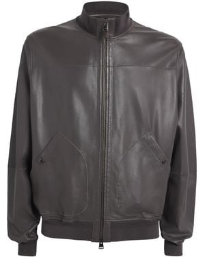 Canali Lamb Leather Jacket - Grey