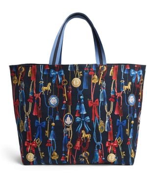 Harrods Large Tassel Tote Bag - Blue