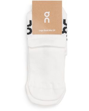 On Shoes Organic Cott-Blend Logo Mid Socks - White