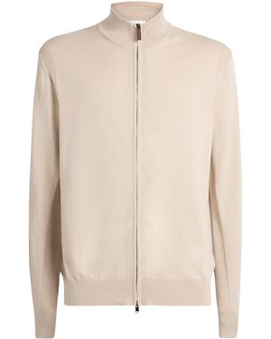 Eton Cotton Zip Cardigan - Natural