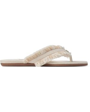 Jimmy Choo Bay Flat Canvas Flip Flops - White