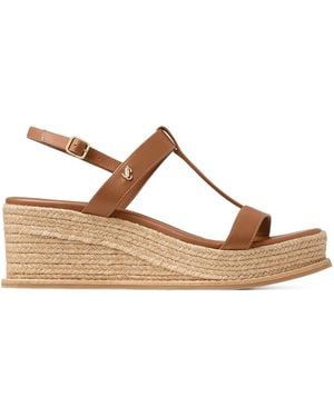 Jimmy Choo Theia 60 Leather Wedge Sandals - Brown