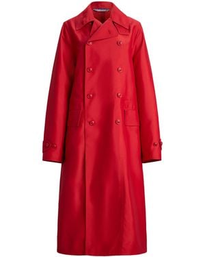 Ralph Lauren Silk-Blend Raquel Trench Coat - Red