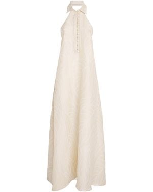 Taller Marmo Linen Barbara Halterneck Maxi Dress - White