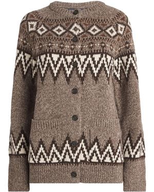 Polo Ralph Lauren Wool-Blend Fair Isle Cardigan - Brown