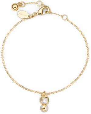 Jimmy Choo Faux Pearl Cube Logo Bracelet - Metallic