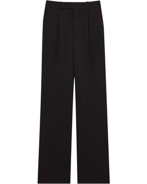 Saint Laurent Wool Stripe Tailored Trousers - Black