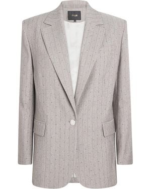 Maje Embellished Stripe Blazer - Gray