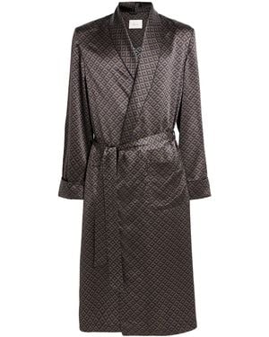 Harrods Silk Geometric Print Robe - Brown