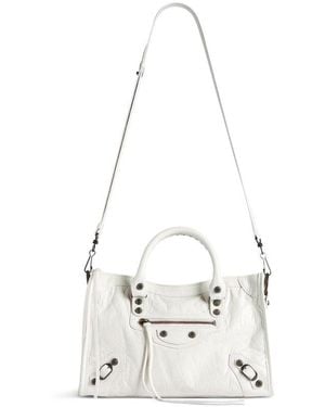 Balenciaga Small Lambskin Le City Top-Handle Bag - White