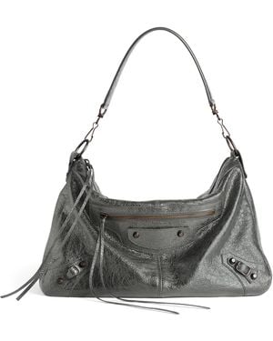 Balenciaga Medium Lambskin Le City Moto Shoulder Bag - Grey
