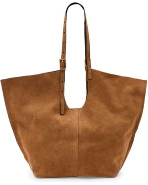 AllSaints Suede Ara East-West Tote Bag - Brown